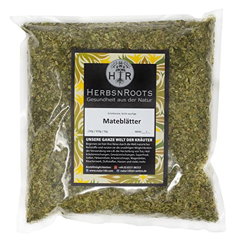 Matetee 500g • Yerba Mate Tee • Premium Mateblätter für Energie und Wohlbefinden • mate Pur • ungeräuchert - rauchfrei • Erste Wahl • 100% Natur • HerbsnRoots von HERBSNROOTS