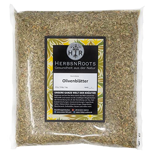 Olivenblätter 500g • "Energie & Lebenskraft" • Erste Wahl • hoher Wirkstoffanteil • HerbsnRoots von HERBSNROOTS