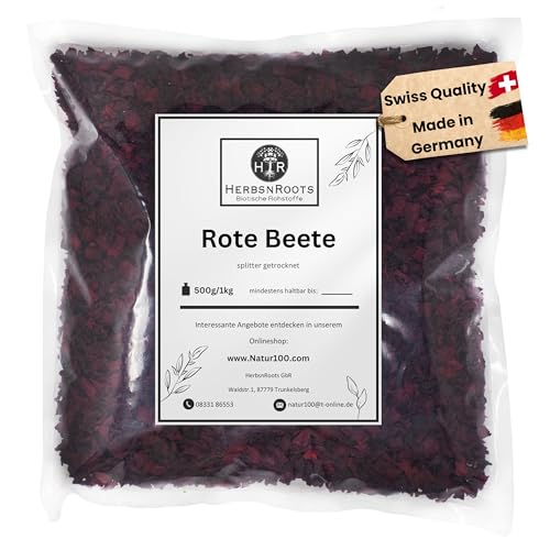 Rote Beete Chips 1000g gewürfelt • gesunder Snack • als Topping oder Zutat für Bowls, Smoothies,... • Erste Wahl • intensiver Geschmack • HerbsnRoots von HERBSNROOTS