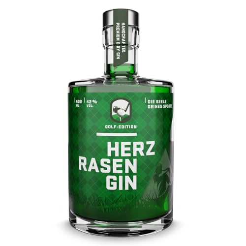 HERZRASEN GIN Golf Edition - Premium Dry Gin für Golfer & Fans - grüne Spirituose mit 42% Vol. - zitronig spritzig mit 11 aromatischen Botanicals (0.5 l) von HERZRASEN