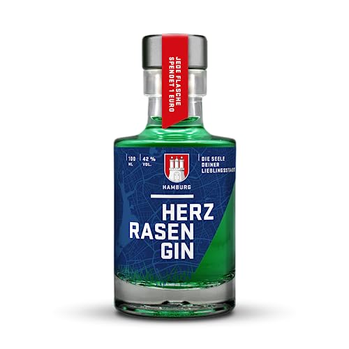 HERZRASEN GIN Hamburg Edition | Premium Dry Gin 42% Vol. |grüner Gin mit Hamburger Rasen | zitronig spritzig mit ausgewählten Zutaten I Gin (0.1 l) von HERZRASEN