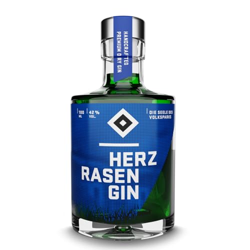 HERZRASEN 0,1L Dry Gin HSV Edition würzig & zitronig frisch - Veganer 42% Vol. Grüner Schnaps für HSV- und Hamburg Fans - Hochwertig deutscher Gin von HERZRASEN