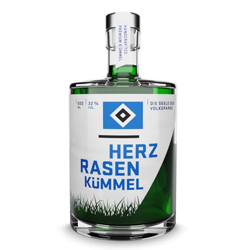 HERZRASEN 0,5L Kümmel HSV Edition mild & vollmundig - 32% Vol. Hamburger Kümmel Schnaps für HSV & Hamburg Fans - Hochwertiger Kümmelschnaps von HERZRASEN
