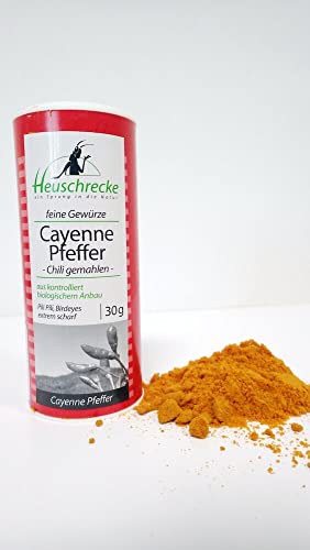 HEUSCHRECKE Bio Cayenne Pfeffer, Chili, Bird's eye, gemahlen (6 x 30 gr) von Heuschrecke