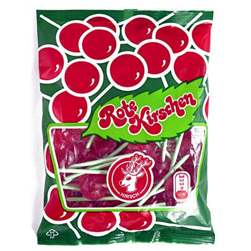 Rote Kirschen, Das "ORIGINAL" von HIRSCH, Kirschlutscher mit dem original grünen Stiel, 100g Beutel Rote Kirschen, Das "ORIGINAL" von HIRSCH, Kirschlutscher mit dem original grünen Stiel, 100g Beutel von Hirsch