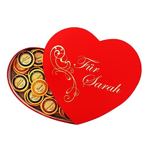 Premium-Schoko-Herzbox mit Namens-Gravur - das süße Geschenk zum Valentinstag von HISTORIA