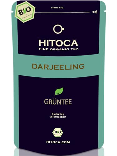 Darjeeling Grüner Tee Bio – Gourmet-Qualität aus ökologischem Anbau – Grüntee (lose) aus Indien – Erfrischendes Aroma & zart-goldene Tassenfarbe – Premium Bio-Grün-Tee | HITOCA® von HITOCA