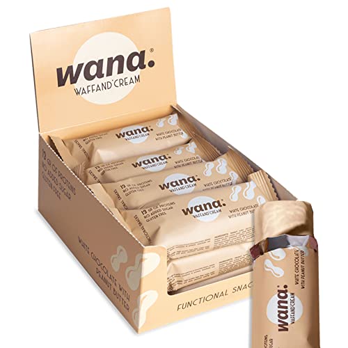 WaNa Protein-Riegel Weisse Schokolade mit Erdnussbutter-Füllung 1 x 12er Box - Der Waffel Riegel. Glutenfrei WaNa Protein-Riegel Weisse Schokolade mit Erdnussbutter-Füllung 1 x 12er Box - Der Waffel Riegel. Glutenfrei von Wana