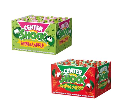 Center Shock Diverse 2er oder 3er Sets aus verschiedenen Sorten Box mit je 100 Kaugummis & 1x HL Kauf GRATIS BLOCK (HiddenApple_Roll.Cherry & 1 HLKauf Block) von HLKauf