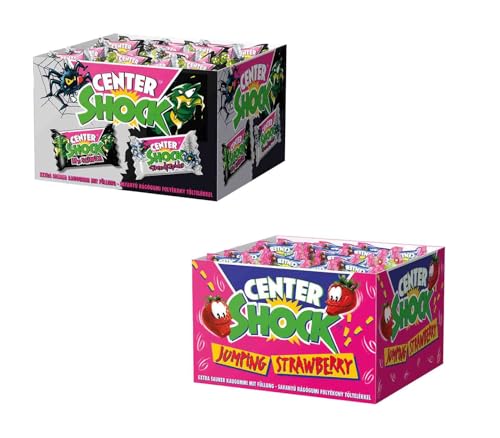 Center Shock Diverse 2er oder 3er Sets aus verschiedenen Sorten Box mit je 100 Kaugummis & 1x HL Kauf GRATIS BLOCK (Jump.Strawberry_MonsterMix & 1 HLKauf Block) von HLKauf