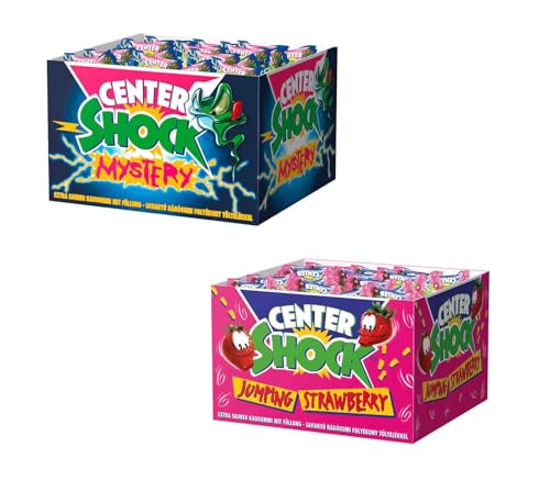 Center Shock Diverse 2er oder 3er Sets aus verschiedenen Sorten Box mit je 100 Kaugummis & 1x HL Kauf GRATIS BLOCK (Jump.Strawberry_Mystery & 1 HLKauf Block) von HLKauf