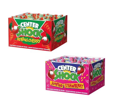 Center Shock Diverse 2er oder 3er Sets aus verschiedenen Sorten Box mit je 100 Kaugummis & 1x HL Kauf GRATIS BLOCK (Jump.Strawberry_Roll.Cherry & 1 HLKauf Block) von HLKauf
