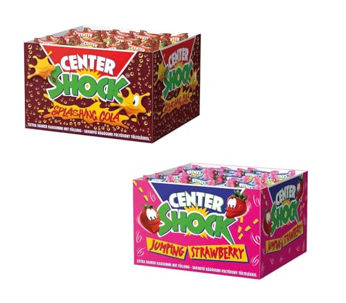Center Shock Diverse 2er oder 3er Sets aus verschiedenen Sorten Box mit je 100 Kaugummis & 1x HL Kauf GRATIS BLOCK (Jump.Strawberry_Splash.Cola & 1 HLKauf Block) von HLKauf