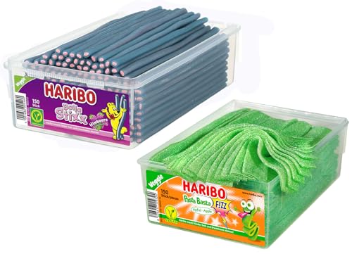 H A R I B O Balla Stixx Pasta 2er 3er 4er Diverse Sets Mischpaket Grosspackung Büro Box (Balla Himbeere/Pasta Apfel & 1 HLKauf-Block) von HLKauf