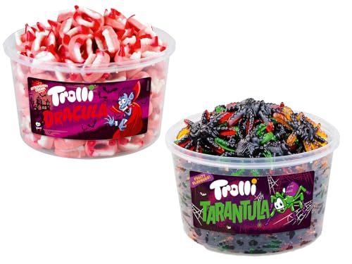 Trolli Dosen Diverse Sets 1er 2er 3er 4er Set Büro Party Mischpaket Grosspackung 1xTarantula1xDracula & 1xHLKauf-Block von HLKauf