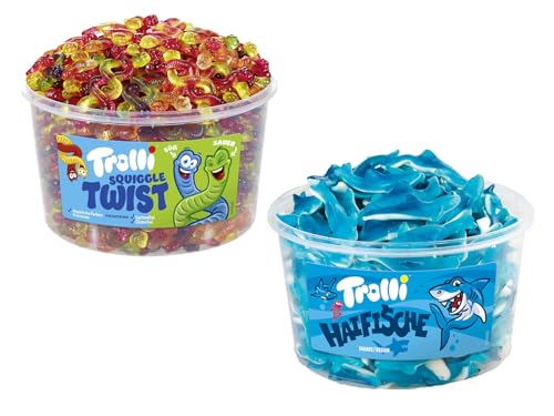 Trolli Dosen Diverse Sets 1er 2er 3er 4er Set Büro Party Mischpaket Grosspackung 1xTwist1xHaifische & 1xHLKauf-Block von HLKauf