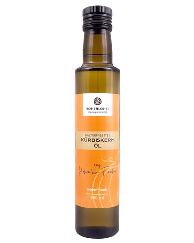 Hohenloher Bauerngenossenschaft Kürbiskernöl kaltgepresst 250ml - Schonend kaltgepresstes Kürbiskernöl mit nussig-mildem Aroma - Öl aus regionalen Kürbissen Hohenloher Bauerngenossenschaft Kürbiskernöl kaltgepresst 250ml - Schonend kaltgepresstes Kürbiskernöl mit nussig-mildem Aroma - Öl aus regionalen Kürbissen von HOHENLOHER Bauerngenossenschaft