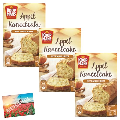 Set 3x Koopmans Oud-Hollandse Appelkaneel Cake Backmischung 400g I Backmix für niederländischen Apfel-Zimt-Kuchen I Zimtkuchen aus Holland I Mischung zum Backen I Holland-Box by Vriens von HOLLAND-BOX BY VRIENS