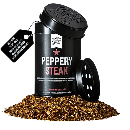 Peppery Steak Gewürze, Premium Handgemacht Magic Dust Rub, Grill Steakpfeffer Grillgewürze, BBQ Rub Gewürzmischung, Barbecue Gewürzpulver, Geschenke für Männer und Frauen, für Marinaden geeignet, 175g Peppery Steak Gewürze, Premium Handgemacht Magic Dust Rub, Grill Steakpfeffer Grillgewürze, BBQ Rub Gewürzmischung, Barbecue Gewürzpulver, Geschenke für Männer und Frauen, für Marinaden geeignet, 175g von HOLY SMOKE BBQ
