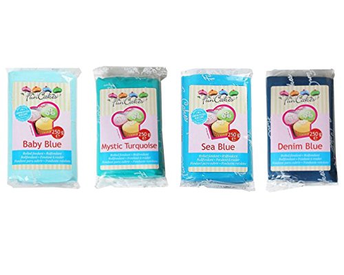 Fondant-Set 4x250g, Blau Töne, Roll- und Dekorfondant, Tortendeko Fondant-Set 4x250g, Blau Töne, Roll- und Dekorfondant, Tortendeko von HOMAT-Backwelten