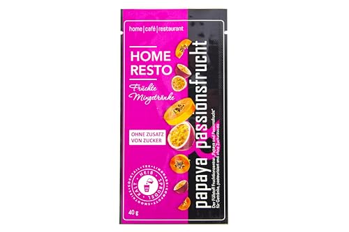 "Papaya & Passionsfrucht" Mixgetränk | Verführerischer HOME RESTO Mixgetränk 8x40g - in einer Packung | Ideal für Kalt, Heiß oder Sprudel Wasser - Ohne Zusatz von Zucker von HOME RESTO