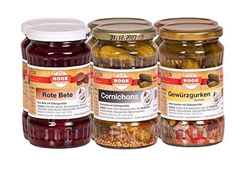 HOOK - 2 x Trio Rot Grün - Probierset: 2 x Rote Bete, 2 x Cornichons, 2 x Gewürzgurken HOOK - 2 x Trio Rot Grün - Probierset: 2 x Rote Bete, 2 x Cornichons, 2 x Gewürzgurken von HOOK