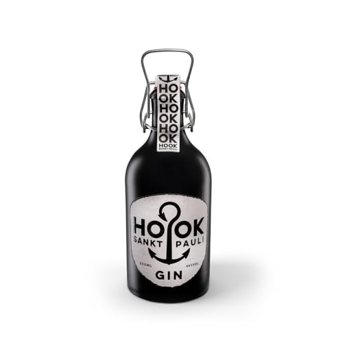 HOOK Gin / kräftiger Dry Gin direkt aus Hamburg Sankt Pauli mit 6 klassischen Zutaten - stark wie ein Seemann mit 44% - 500ml von HOOK SANKT PAULI