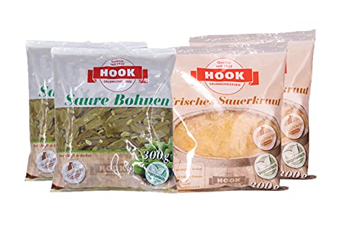 HOOK - Sauer macht glücklich - Probierset: 2 x HOOK Saure Bohnen, 2 x Frisches Sauerkraut - (je 300g) von Hook