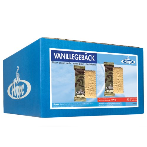 Hoppe Vanillegebäck Mono, Kekse, Plätzchen, einzeln verpackt, 200 Stück, 1200g von HOPPE