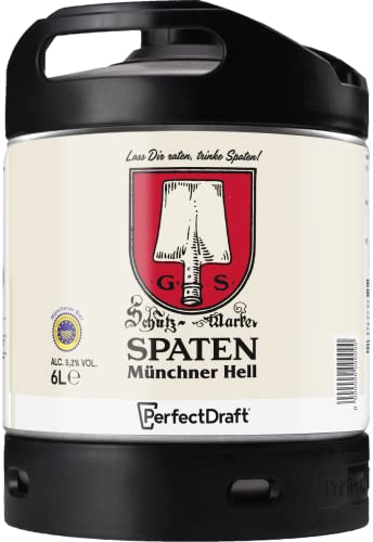 Spaten Münchner Hell, Helles aus München, Bier Perfect Draft (1 x 6l) Mehrweg Fassbier von Spaten