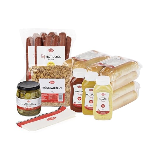 HOT DOG WOLRD - Jumbo CLASSIC Hot Dog Paket "dänische Art" (54-teiliges Set) für 16 Hot Dogs von HOT DOG WORLD