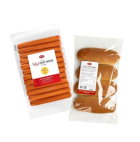 HOT DOG WORLD - Hot Dog Würstchen & Brötchen Set (GEFLÜGEL, 288-teiliges Set) für 144 Hot Dogs von HOT DOG WORLD