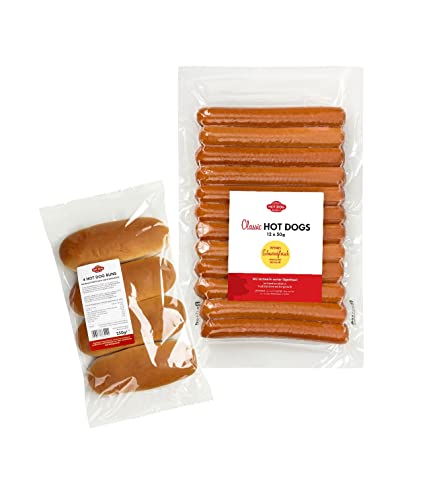 HOT DOG WORLD - Hot Dog Würstchen & Brötchen Set (CLASSIC, 96-teiliges Set) für 48 Hot Dogs von HOT DOG WORLD