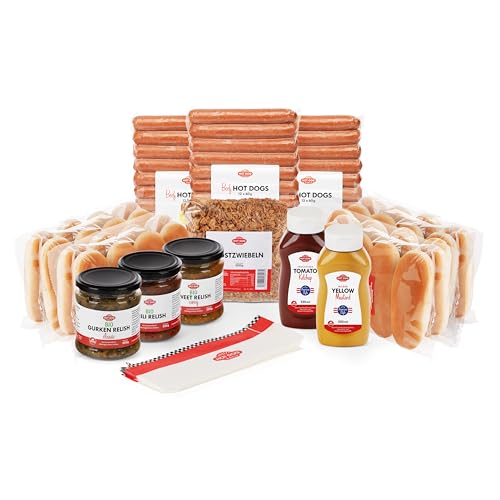 HOT DOG WORLD- Hot dog Set "American Style" (GEFLÜGEL, 115-teiliges Set) für 36 Hot Dogs von HOT DOG WORLD