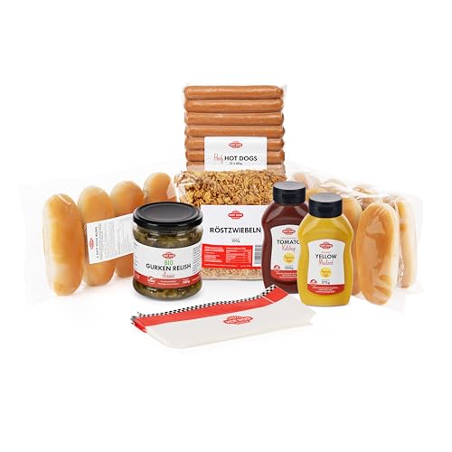 HOT DOG WORLD- Hot dog Set "American Style" (GEFLÜGEL, 41-teiliges Set) für 12 Hot Dogs von HOT DOG WORLD