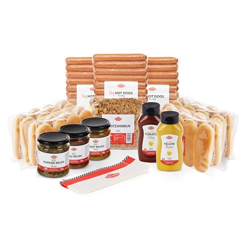 HOT DOG WORLD- Hot dog Set "American Style" (VEGAN, 115-teiliges Set) für 36 Hot Dogs von HOT DOG WORLD