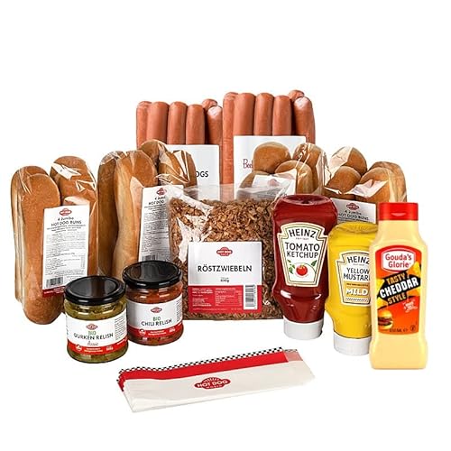 HOT DOG WORLD - Jumbo BEEF Hot Dog Paket "American Style" (55-teiliges Set) für 16 Hot Dogs von HOT DOG WORLD