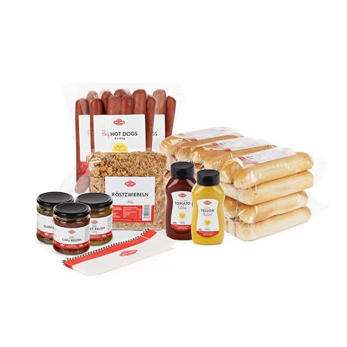 HOT DOG WORLD - Jumbo BEEF Hot Dog Paket "American Style" (79-teiliges Set) für 24 Hot Dogs von HOT DOG WORLD