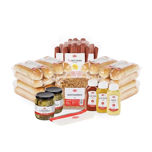 HOT DOG WORLD - Jumbo BEEF Hot Dog Paket "dänische Art" (105-teiliges Set) für 32 Hot Dogs von HOT DOG WORLD