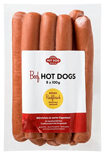 HOT DOG WORLD - Jumbo BEEF Hot Dog Würstchen 100g (8er Pack) von HOT DOG WORLD