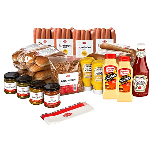 HOT DOG WORLD - Jumbo CLASSIC Hot Dog Paket "American Style" (107-teiliges Set) für 32 Hot Dogs von HOT DOG WORLD