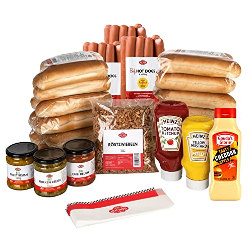 HOT DOG WORLD - Jumbo CLASSIC Hot Dog Paket "American Style" (79-teiliges Set) für 24 Hot Dogs von HOT DOG WORLD
