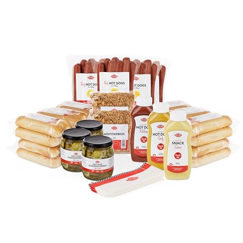 HOT DOG WORLD - Jumbo CLASSIC Hot Dog Paket "dänische Art" (153-teiliges Set) für 48 Hot Dogs von HOT DOG WORLD