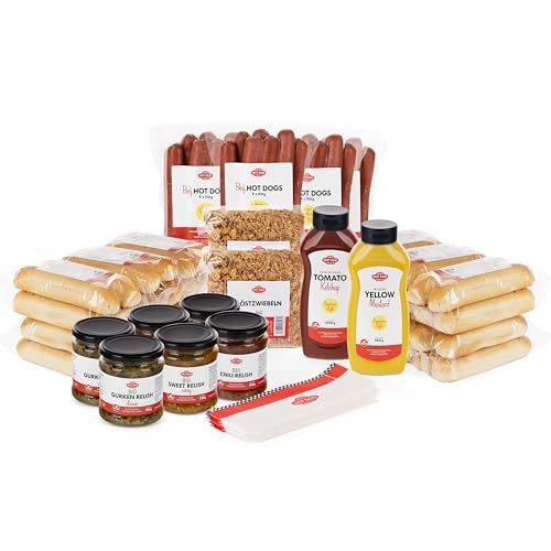 HOT DOG WORLD - Jumbo GEFLÜGEL Hot Dog Paket "American Style" (158-teiliges Set) für 48 Hot Dogs von HOT DOG WORLD