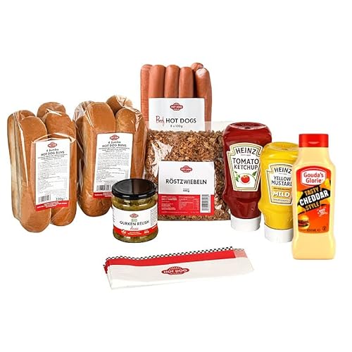 HOT DOG WORLD - Jumbo GEFLÜGEL Hot Dog Paket "American Style" (29-teiliges Set) für 8 Hot Dogs von HOT DOG WORLD