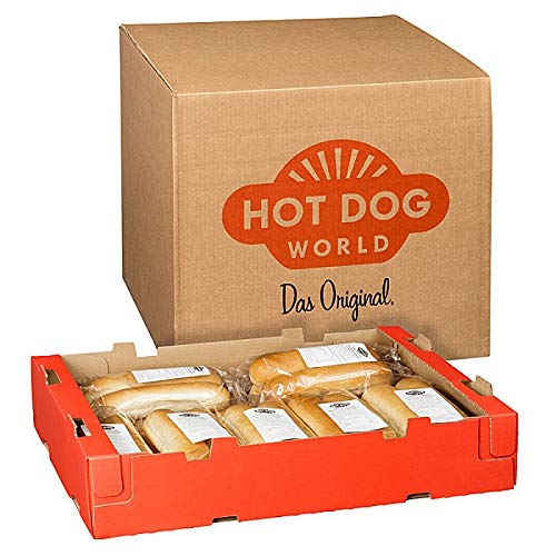 HOT DOG WORLD - Jumbo Hot Dog Brötchen 140 x 80 g, vorgeschnitten von HOT DOG WORLD