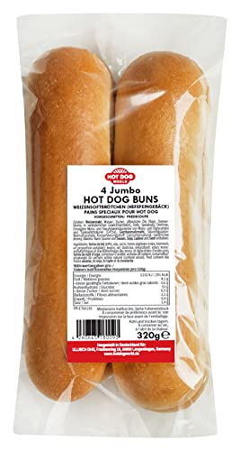 HOT DOG WORLD - Jumbo Hot Dog Brötchen 4 Stück, vorgeschnitten HOT DOG WORLD - Jumbo Hot Dog Brötchen 4 Stück, vorgeschnitten von HOT DOG WORLD