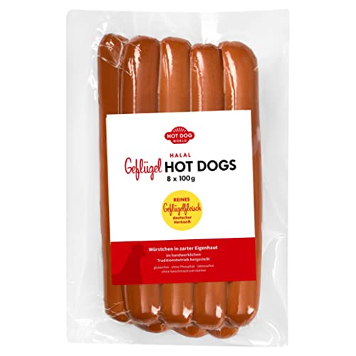 HOT DOG WORLD - Jumbo GEFLÜGEL Hot Dog Würstchen 100g (8er Pack) von HOT DOG WORLD