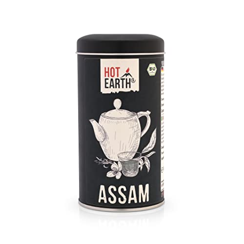 HOT EARTH BIO Schwarztee - 140g - Indischer BIO Assam Schwarzer Tee - Abgefüllt und kontrolliert in Deutschland (DE-ÖKO-003) - vegan - loser Blatt-Tee von HOT EARTH