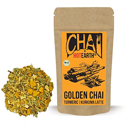 HOT EARTH Golden Chai | Bio Kurkuma Latte | Tee Mischung für Turmeric Latte | Chai Gewürzmischung (100g) von HOT EARTH